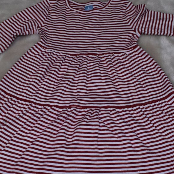 Baby Gap Girls Striped Dress Size 5 Long Sleeve Red White Holiday - Picture 3 of 9